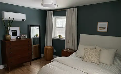 EcoHeat Maine heat pump mini split install — 48,000 BTU four-head Samsung system